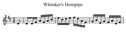 Whitaker's Hornpipe - staff notation