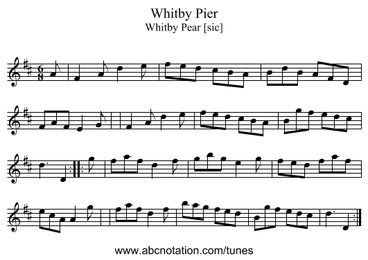Whitby Pier - staff notation