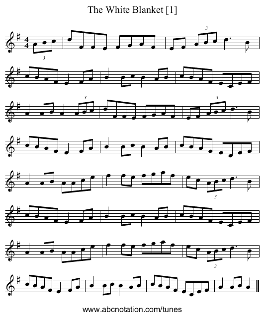 White Blanket [1], The - staff notation