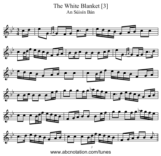 White Blanket [3], The - staff notation