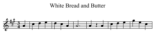 White Bread and Butter - staff notation