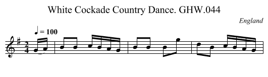 White Cockade Country Dance. GHW.044 - staff notation