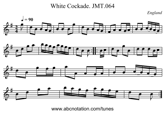 White Cockade. JMT.064 - staff notation