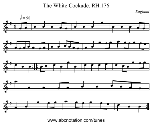 White Cockade. RH.176, The - staff notation