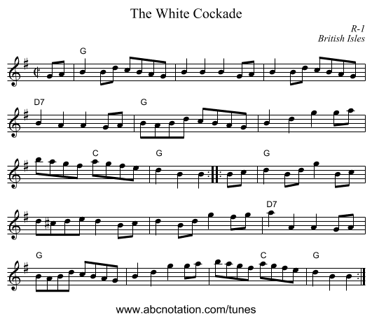 White Cockade, The - staff notation