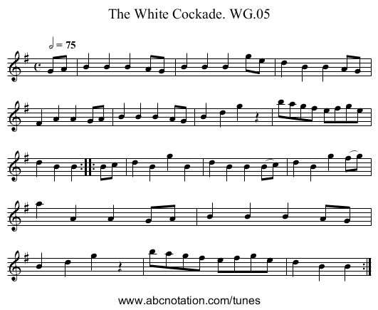 White Cockade. WG.05, The - staff notation