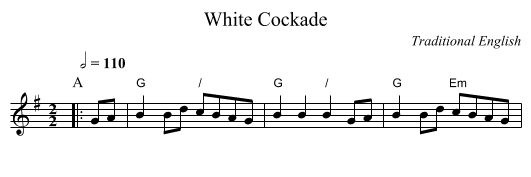 White Cockade - staff notation