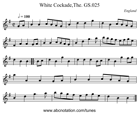 White Cockade,The. GS.025 - staff notation