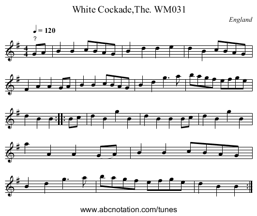 White Cockade,The. WM031 - staff notation