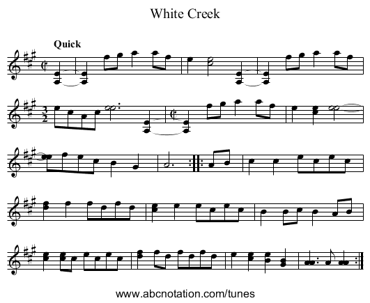 White Creek - staff notation