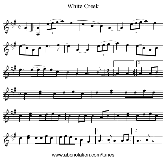 White Creek - staff notation