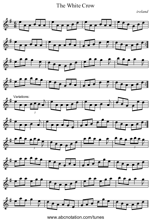 White Crow, The - staff notation