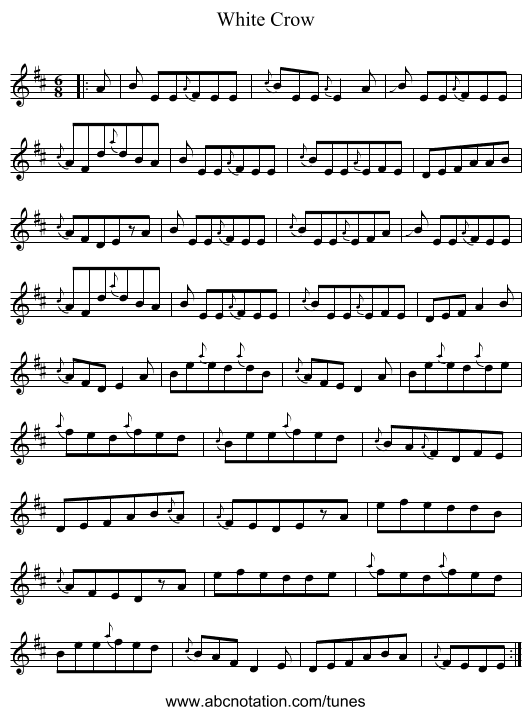 White Crow - staff notation