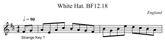 White Hat. BF12.18 - staff notation