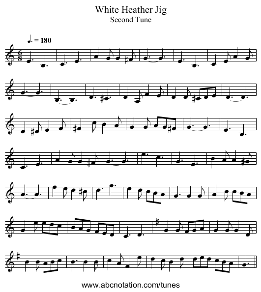 White Heather Jig - staff notation