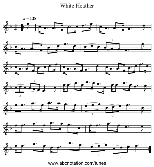 White Heather - staff notation