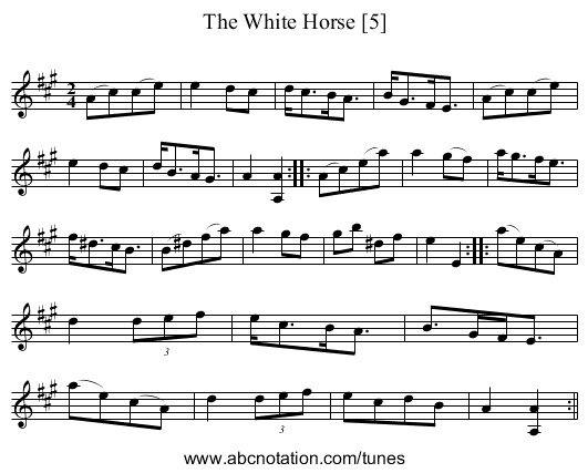 White Horse [5], The - staff notation