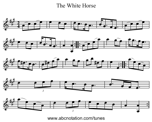 White Horse, The - staff notation