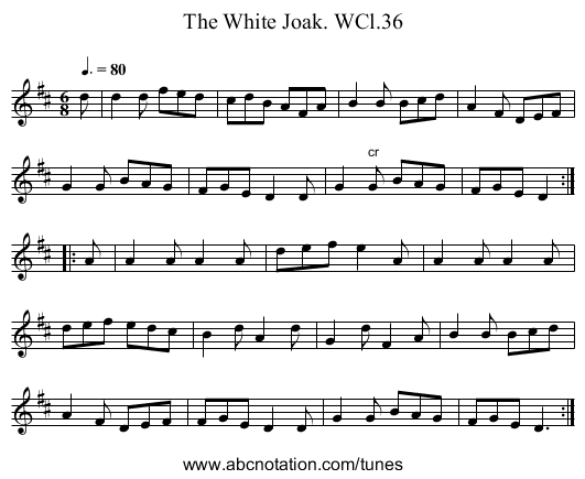 White Joak. WCl.36, The - staff notation