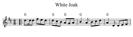 White Joak - staff notation