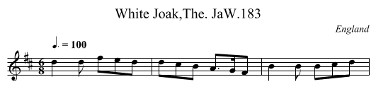 White Joak,The. JaW.183 - staff notation