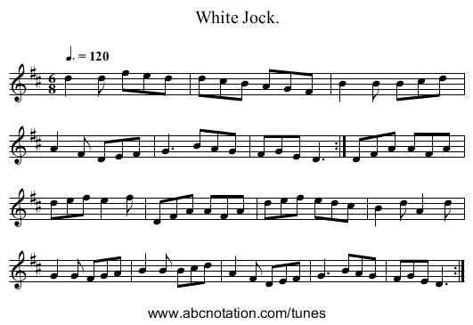 White Jock. - staff notation