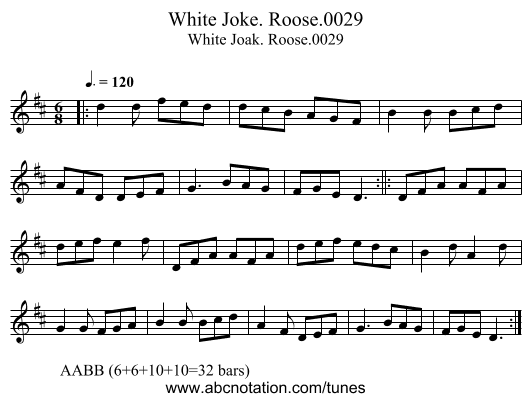White Joke. Roose.0029 - staff notation