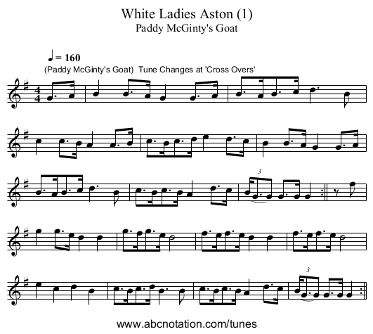 White Ladies Aston (1) - staff notation