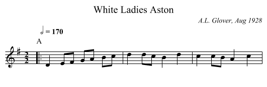 White Ladies Aston - staff notation