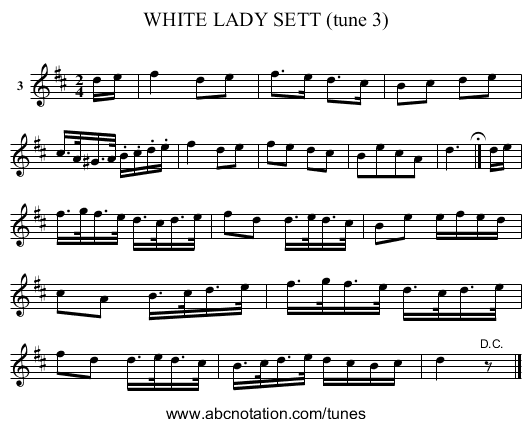 WHITE LADY SETT (tune 3) - staff notation