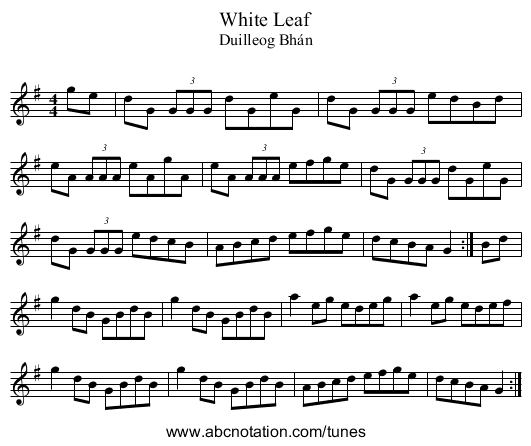 White Leaf - staff notation