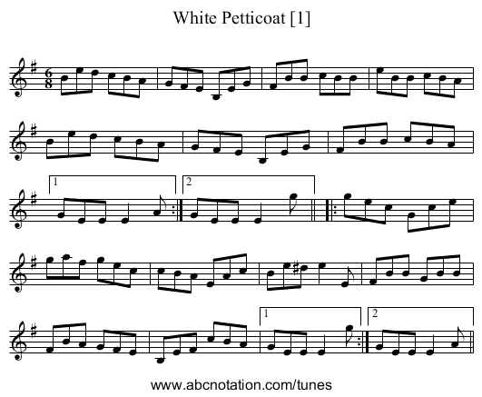 White Petticoat [1] - staff notation