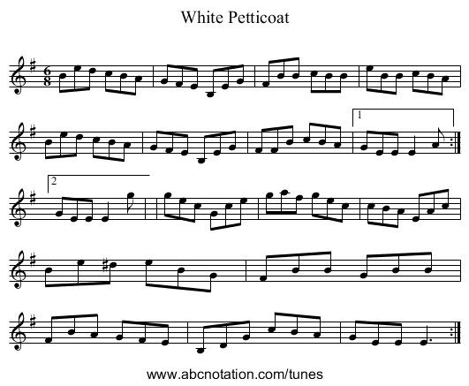 White Petticoat - staff notation