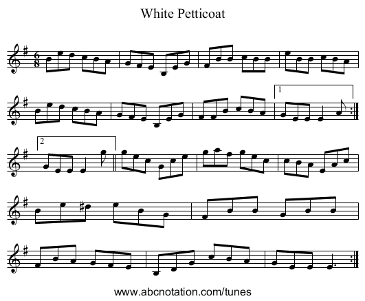 White Petticoat - staff notation