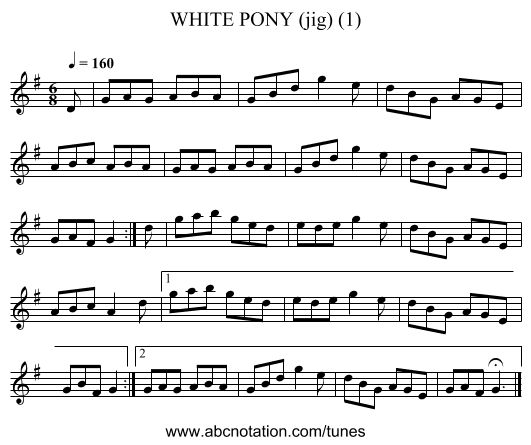 WHITE PONY (jig) (1) - staff notation