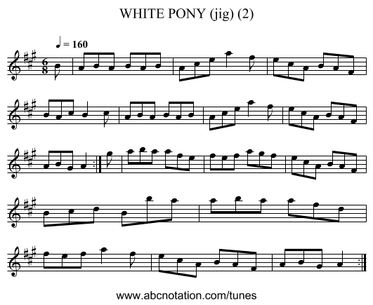 WHITE PONY (jig) (2) - staff notation
