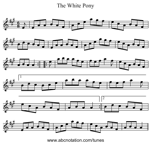 White Pony, The - staff notation
