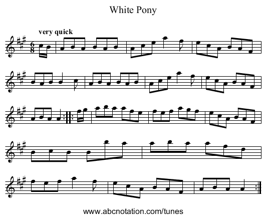 White Pony - staff notation