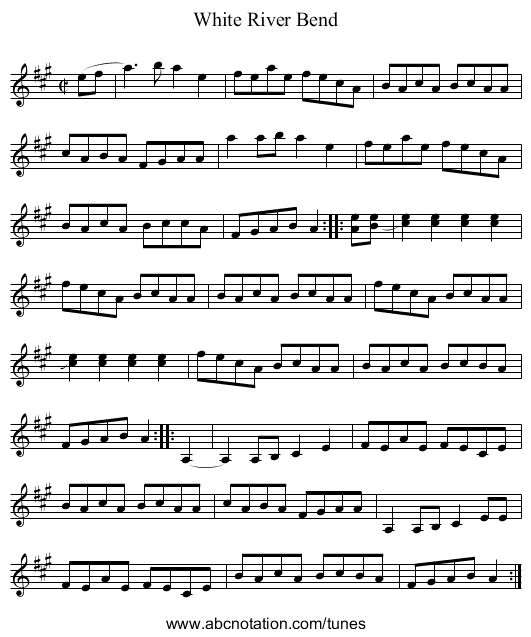 White River Bend - staff notation