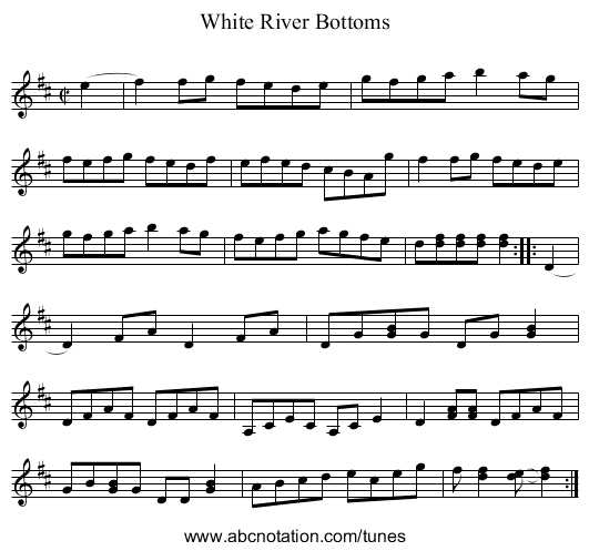 White River Bottoms - staff notation