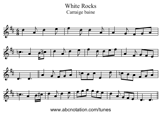 White Rocks - staff notation