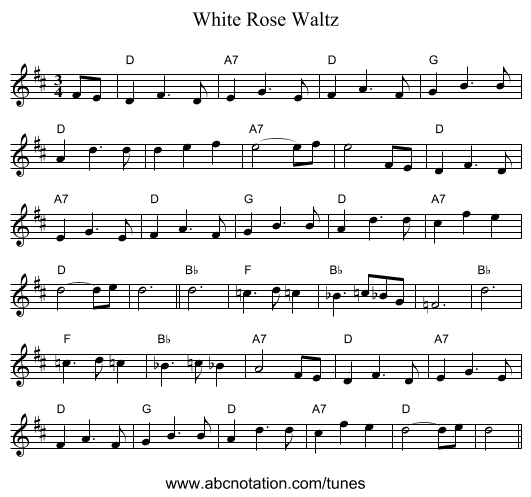White Rose Waltz - staff notation