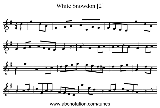 White Snowdon [2] - staff notation