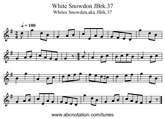 White Snowdon JBrk.37 - staff notation