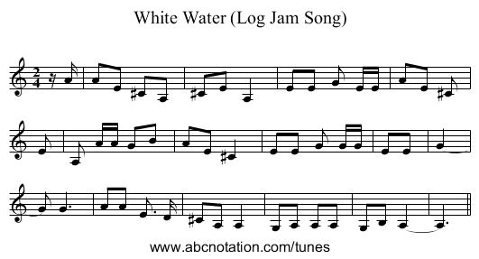 White Water (Log Jam Song) - staff notation