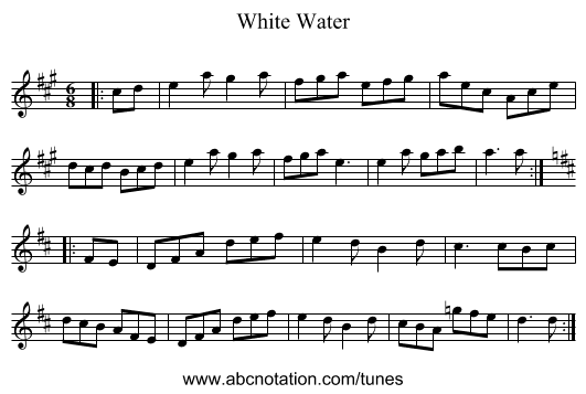 White Water - staff notation