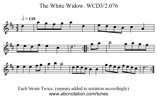White Widow. WCD3/2.076, The - staff notation