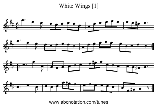 White Wings [1] - staff notation