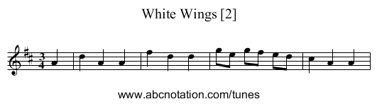 White Wings [2] - staff notation