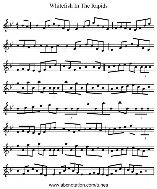 Whitefish In The Rapids - staff notation